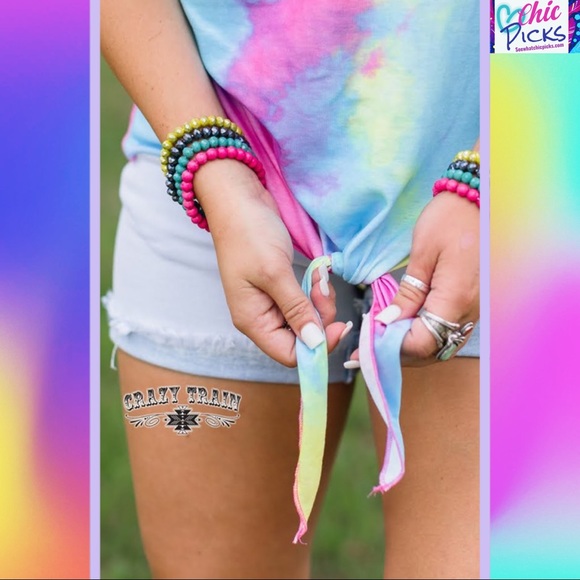 Pastel Front Tie Dye Short Sleeve Top - Picture 3 of 4